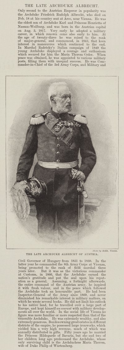 Néhai Albrecht osztrák főherceg (metszet) alkotó: English School