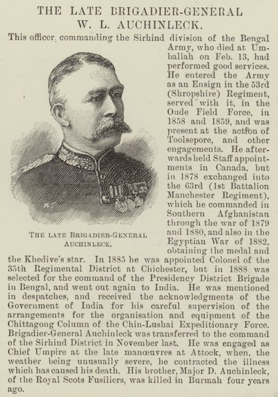 A néhai W L Auchinleck dandártábornok (metszet) alkotó: English School