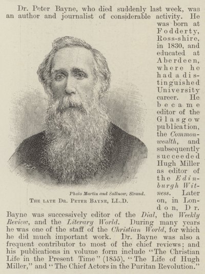 A néhai Dr. Peter Bayne, LLD (metszet) alkotó: English School