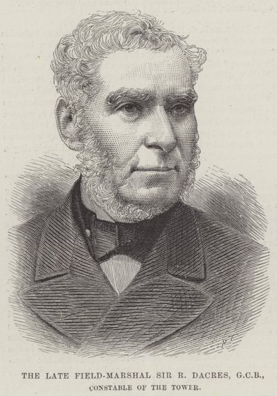 A néhai tábornagy, Sir R. Dacres, GCB, a torony rendőre (metszet) alkotó: English School