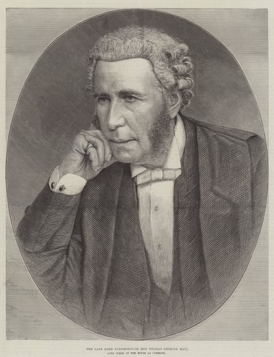 A néhai Lord Farnborough (Sir Thomas Erskine May), az alsóház néhai jegyzője (metszet) alkotó: English School