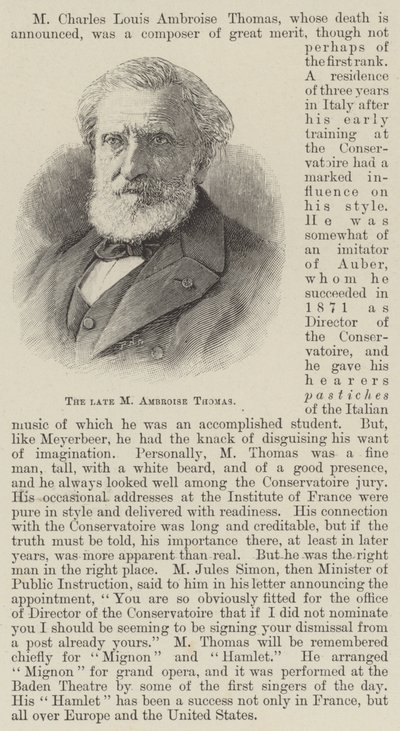 A néhai M Ambroise Thomas (metszet) alkotó: English School