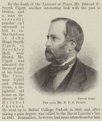 A néhai Mr. E F S Pigott (metszet) alkotó: English School