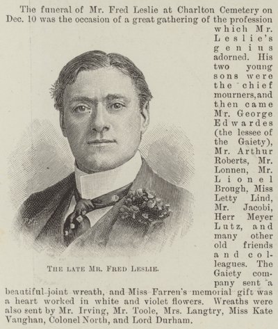 A néhai Fred Leslie úr (metszet) alkotó: English School