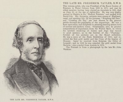 A néhai Frederick Tayler úr, RWS (metszet) alkotó: English School
