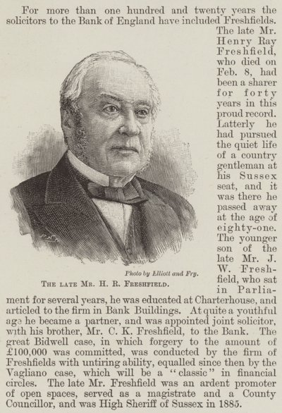A néhai Mr. H. R. Freshfield (metszet) alkotó: English School