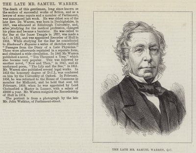 A néhai Samuel Warren úr, QC (metszet) alkotó: English School