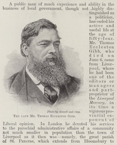A néhai Thomas Eccleston Gibb (metszet) alkotó: English School