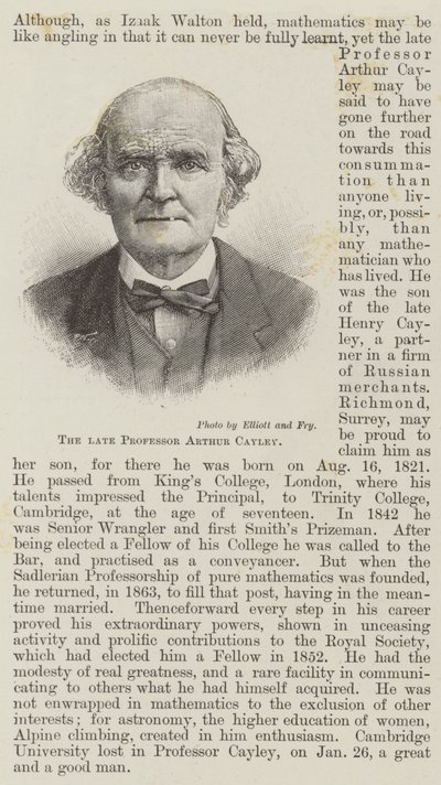 A néhai Arthur Cayley professzor (metszet) alkotó: English School