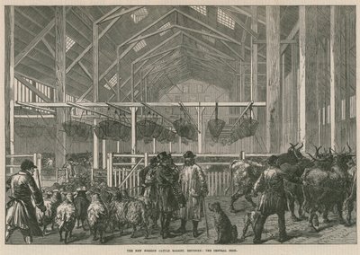 Az új külföldi marhapiac, Deptford, London - a központi istálló alkotó: English School