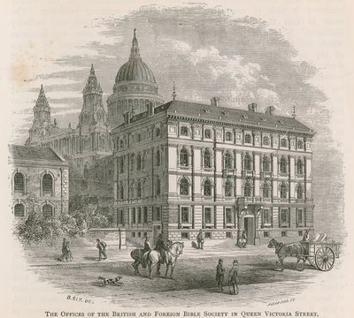A Brit és Külföldi Bibliatársaság irodái a londoni Queen Victoria Street-ben alkotó: English School