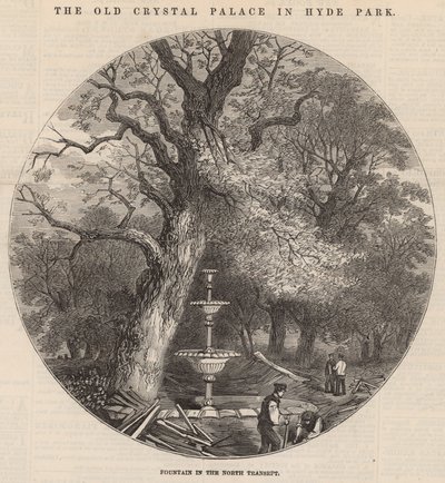 A régi Crystal Palace a Hyde Parkban: szökőkút az északi kereszthajóban alkotó: English School