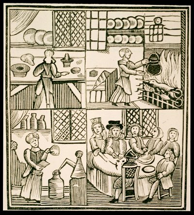 Pitekészítés, oldal egy 15. századi szakácskönyvből alkotó: English School