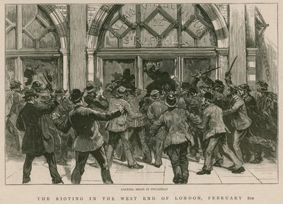 Zavargások a londoni West Enden, 1886. február 8.: Boltok kifosztása Piccadillyben alkotó: English School