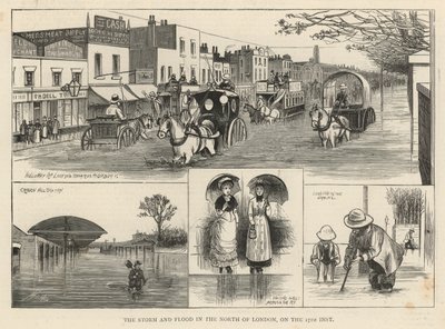 A vihar és árvíz London északi részén a 17. inst. alkotó: English School