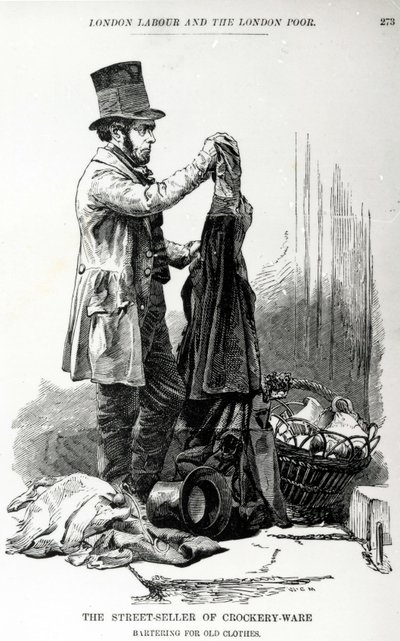 A régi ruhák edény- és edénycseréjének utcai eladója, 1840 körül alkotó: English School