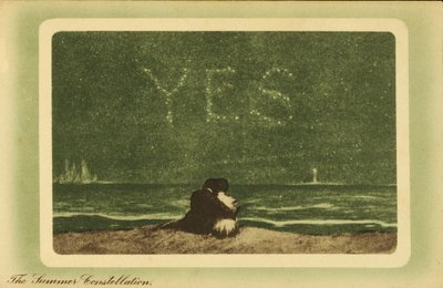 A nyári csillagképek: szerelmesek a tengerparton éjszaka, nézik a csillagokat (színes litó) alkotó: English School