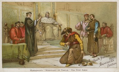 A próbajelenet Shakespeare Velence kereskedője című művéből alkotó: English School