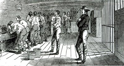 A fedélzetek alatti mosdó – elítélte a szakszervezetisek Ausztráliába szállítását, illusztrálva a The Martyrs of Tolpuddle című művében, amelyet a Szakszervezeti Kongresszus adott ki, 1834 alkotó: English School