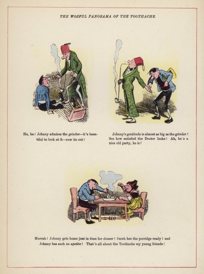 A fogfájás szomorú panorámája (színes litho) alkotó: English School