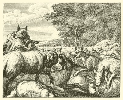 A farkasok és a bárányok (metszet) alkotó: English School