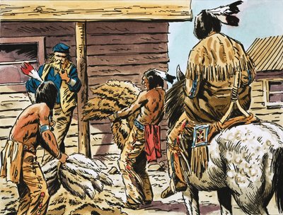 Elfoglalták a Nyugatot. Indiai bőrkereskedők alkotó: English School