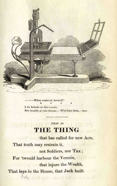 Ez az a dolog, illusztrációja a The Political House that Jack által épített William Hone-ból, 1819. alkotó: English School