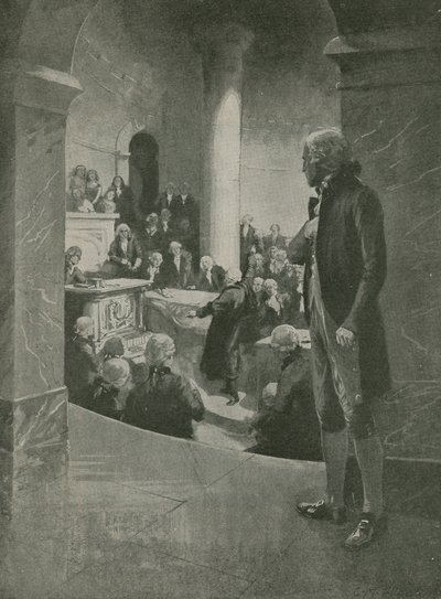 Thomas Jefferson a hazaárulási beszédet hallgatja alkotó: English School