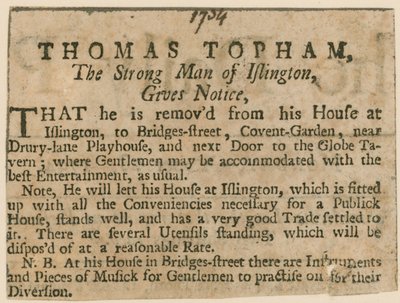 Thomas Topham, Islington erős embere alkotó: English School