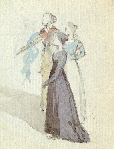 Három nő, 1825 körül (wc papíron) alkotó: English School