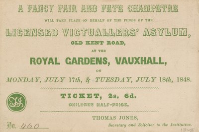 Jegy a Fancy Fair és Fete Champetre rendezvényre a Royal Gardensben, Vauxhallban, Londonban alkotó: English School