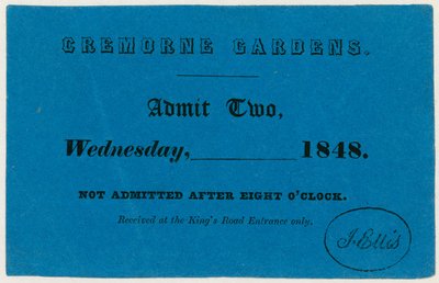 Jegy a Cremorne Gardensbe, London, 1848 alkotó: English School