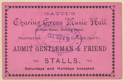 Jegy a Gattis Charing Cross Music Hallba alkotó: English School