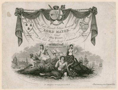 Belépőjegy a Lord Mayors Entertainment rendezvényre 1828. november 10-én alkotó: English School