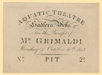 Jegy a Vízi Színházba, Grimaldi úr javára, 1813. október 11. alkotó: English School