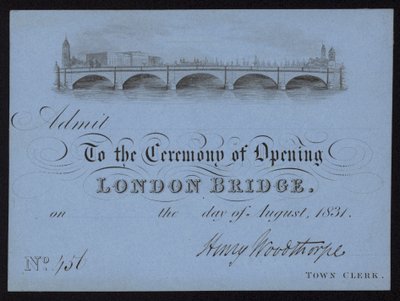 Jegy a London Bridge megnyitójára alkotó: English School
