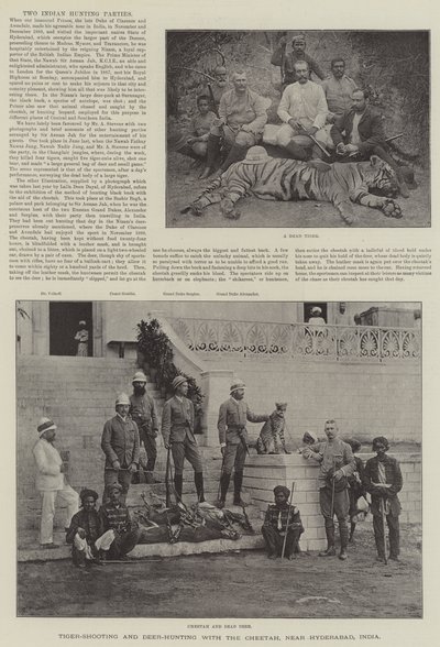 Tigrislövés és szarvasvadászat a gepárddal, Hyderabad közelében, Indiában (metszet) alkotó: English School