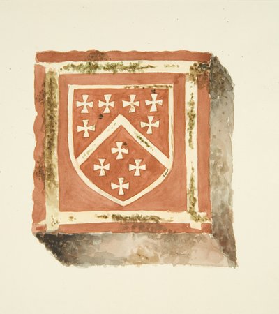 Csempe a Bristoli katedrális padlójáról, amelyen a Berkeley Arms látható alkotó: English School
