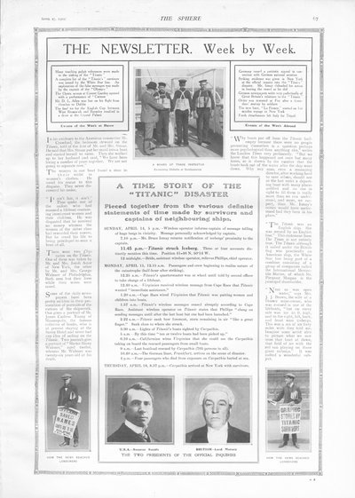 A Titanic elsüllyedésével kapcsolatos események és cikkek idővonala, The Sphere, 1912. április 27. alkotó: English School