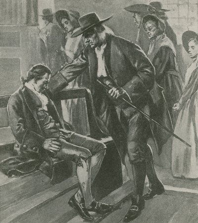 Fáradtan és éhes Benjamin Franklin elalszik egy kvéker gyülekezeti házban alkotó: English School