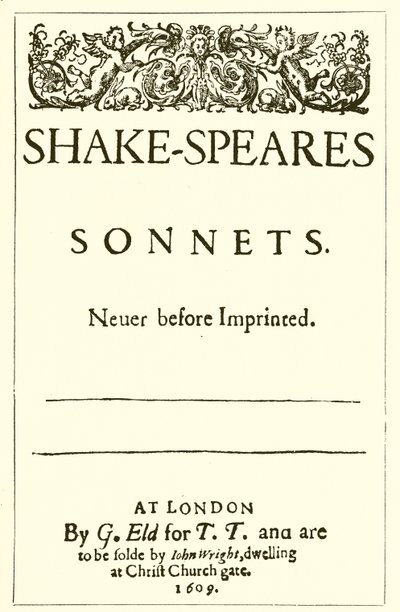 Shakespeare szonettek címlapja, 1609 alkotó: English School