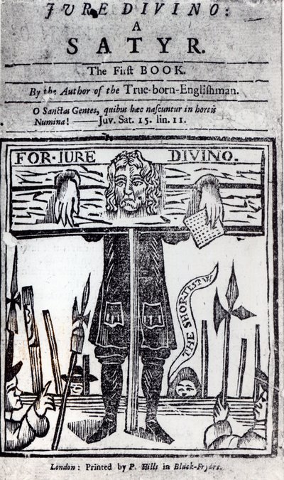 Daniel Defoe (1660-1731) Jure Divino – A szatír című könyvének 1706-ban megjelent első könyvének címlapja alkotó: English School