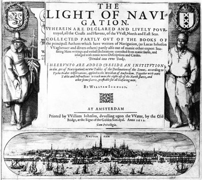 Titelseite für The Light of Navigation von William Iohnson, veröffentlicht 1612 von English School