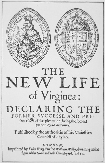 Címlap a londoni "The New Life of Virginea"-ból alkotó: English School