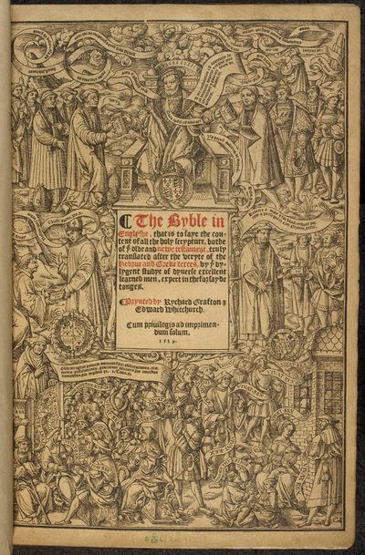 A Nagy Biblia címlapja, néha „Cromwell Bibliája” néven is ismert. alkotó: English School