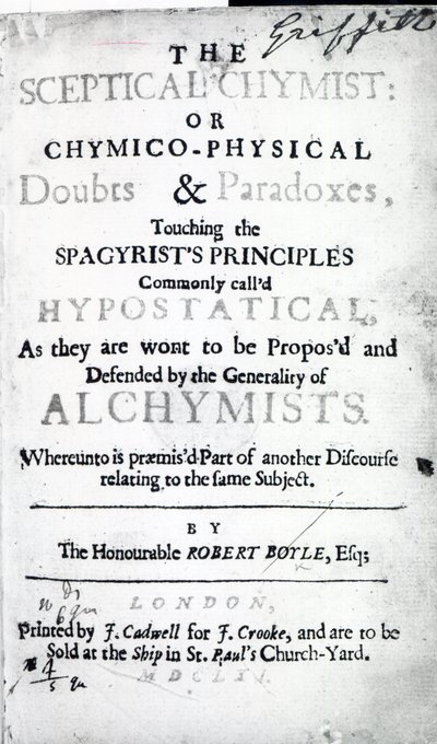 Címlap: A szkeptikus kémikus, Robert Boyle, 1661 (nyomtatott) alkotó: English School