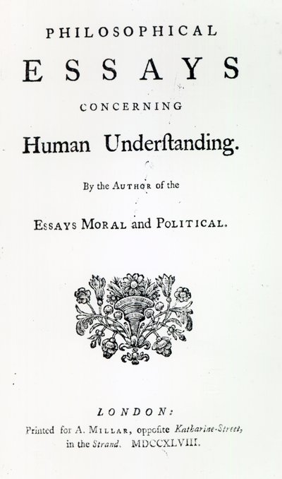 David Hume filozófiai esszéi az emberi megértésről címlapja, 1748 (nyomtatott) alkotó: English School