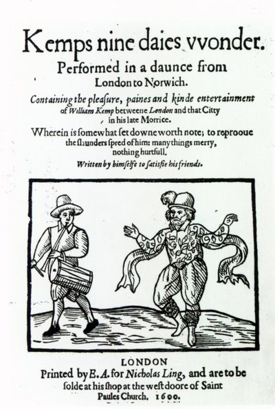 Az 1600-ban megjelent William Kemps Nine Days Wonder címlapja alkotó: English School