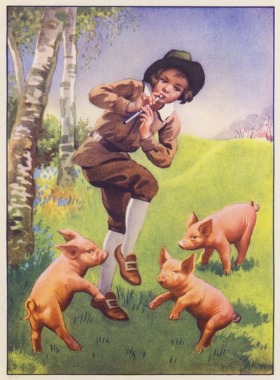 Tom, Tom, a Pipás fiú és a három kismalac (színes litográfia) alkotó: English School