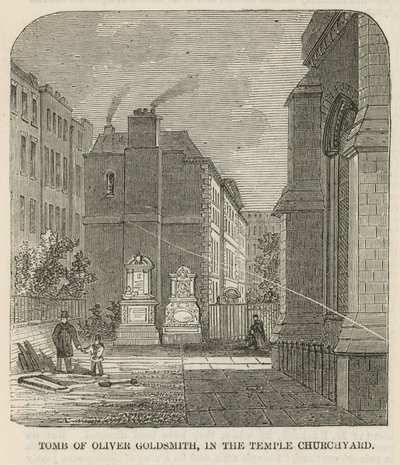Goldsmith Olivér sírja a belső templom templomkertjében alkotó: English School